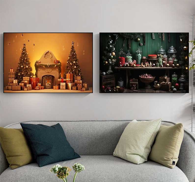 1pc frameless Large Christmas  - Family Tree Print 评论和价格