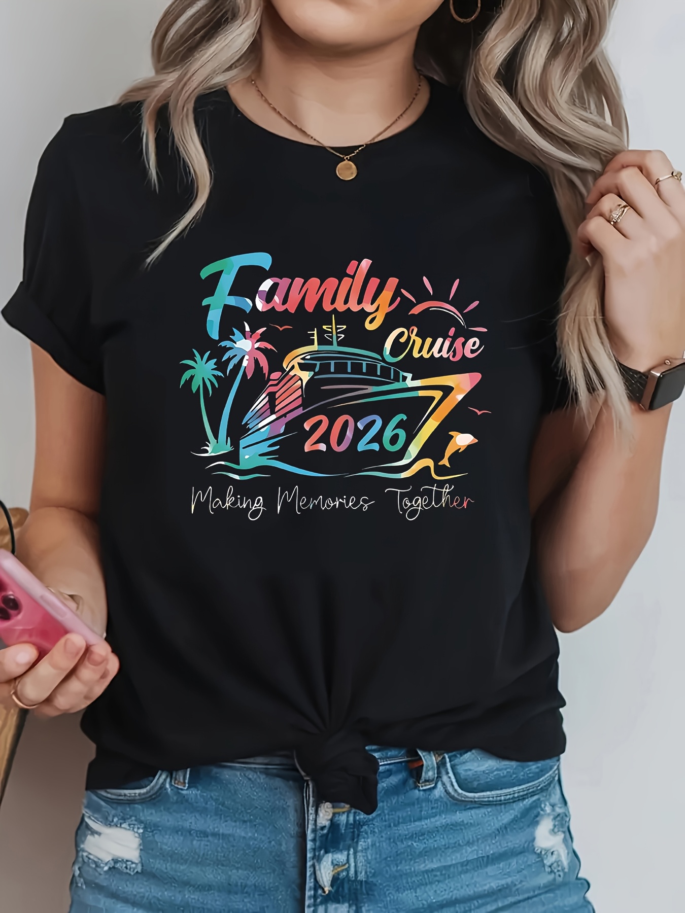 Plus Size Women Casual Round N - Family Tree Print 评论和价格