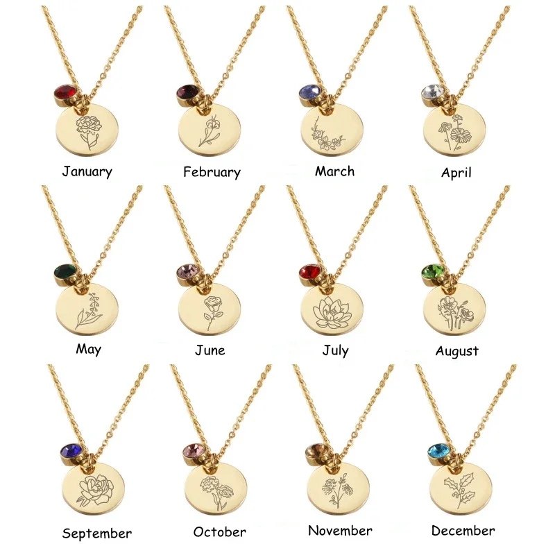 Birth Month Flowers Clipart Fl - Birth Flower Necklace 评论和价格