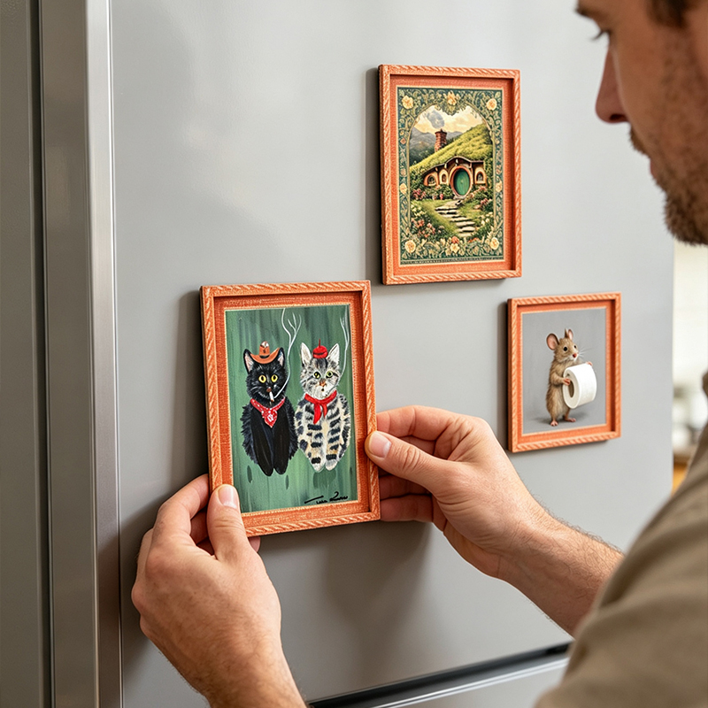Wooden Fridge Magnet Photo Fra - Engraved Wood Frame 评论和价格