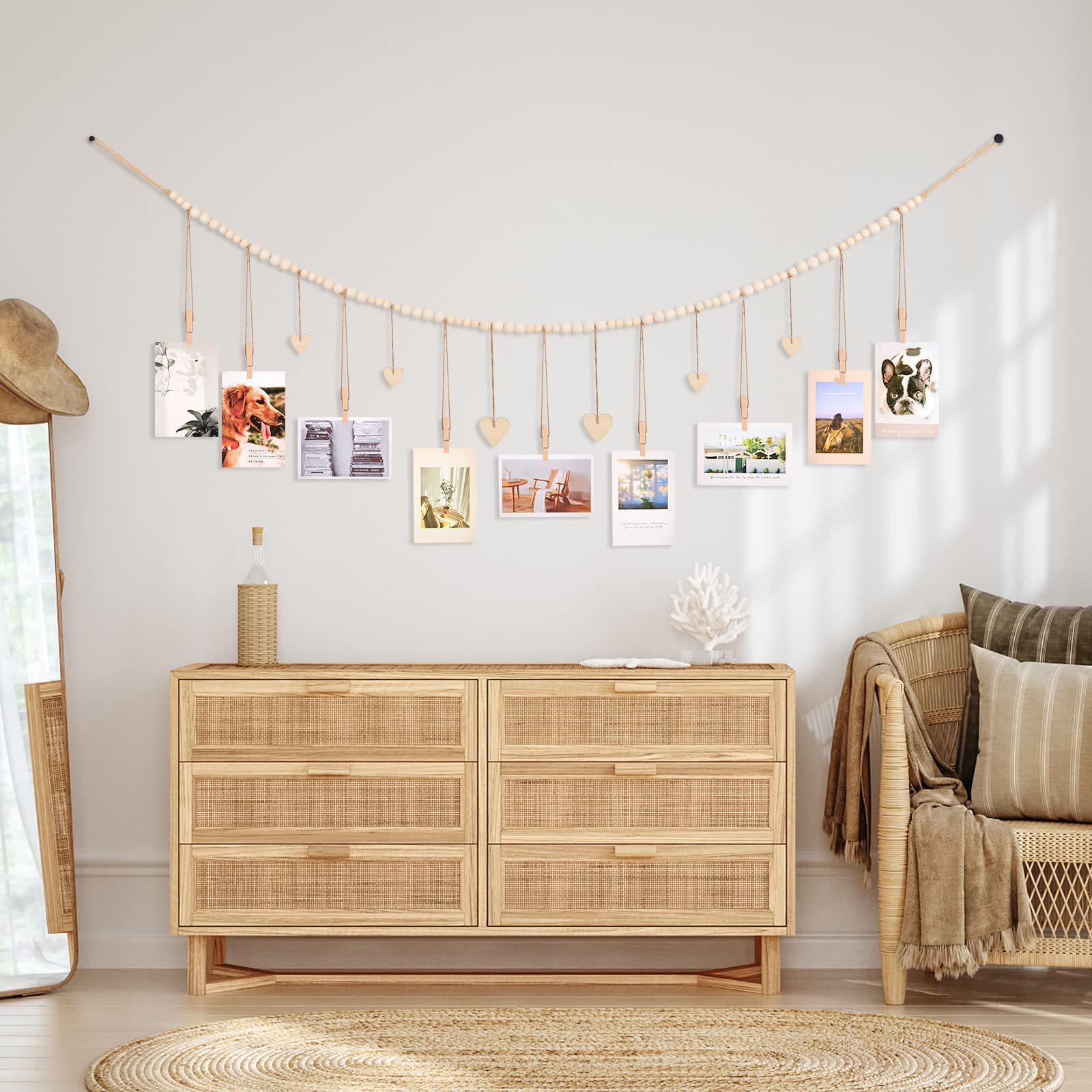 Hanging Photo Display Wall Dec - Engraved Wood Frame 评论和价格