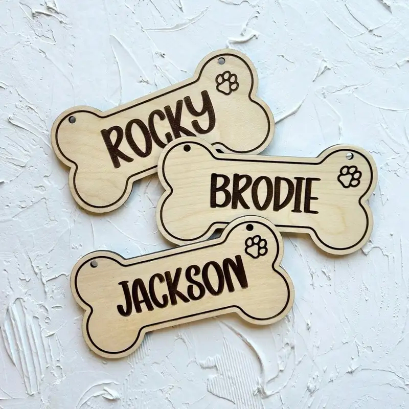 5PCS Custom Wooden Dog Tag - P - Pet Portrait Custom 评论和价格