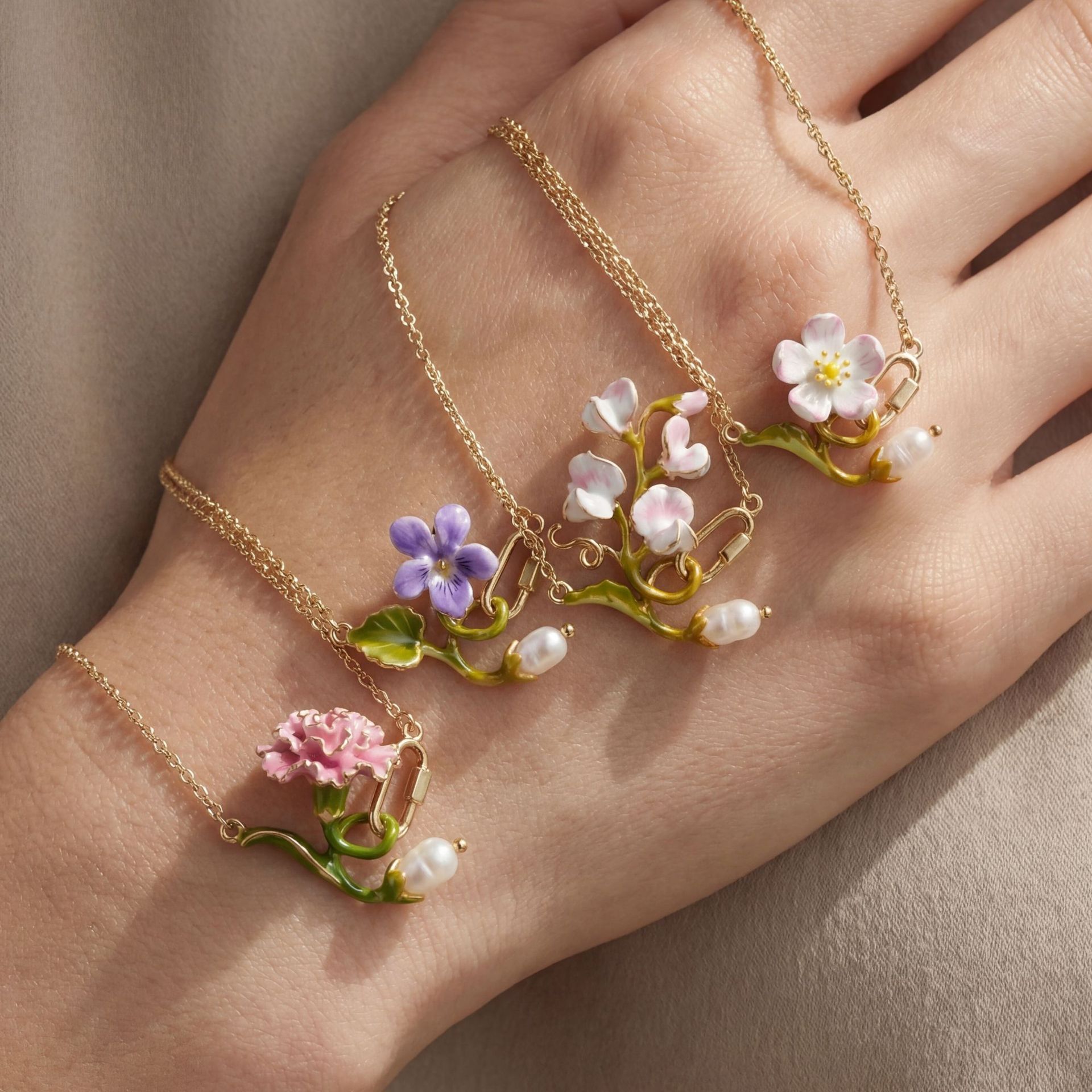 12 Month Birth Flower Necklace - Birth Flower Necklace 评论和价格