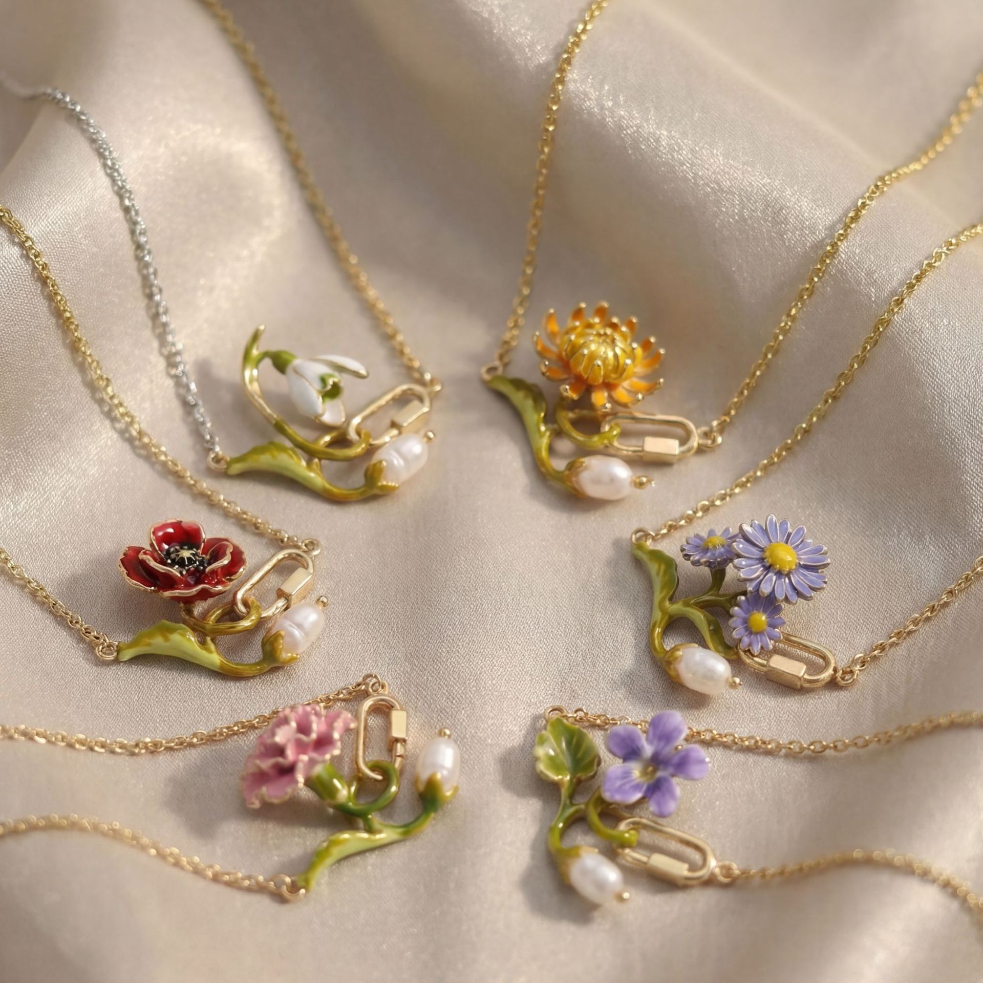 12 Month Birth Flower Necklace - Birth Flower Necklace 评论和价格