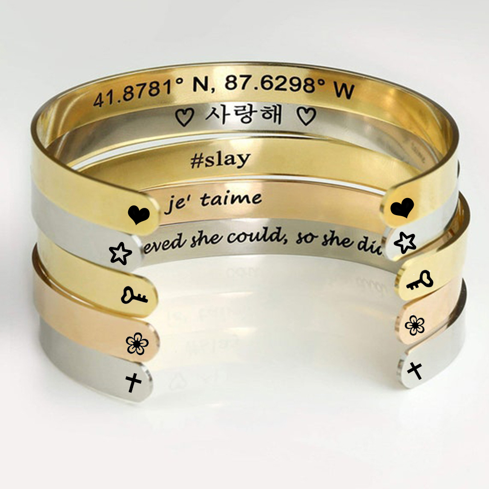 Custom Engrave Name Wrist Brac - Coordinates Bracelet 评论和价格