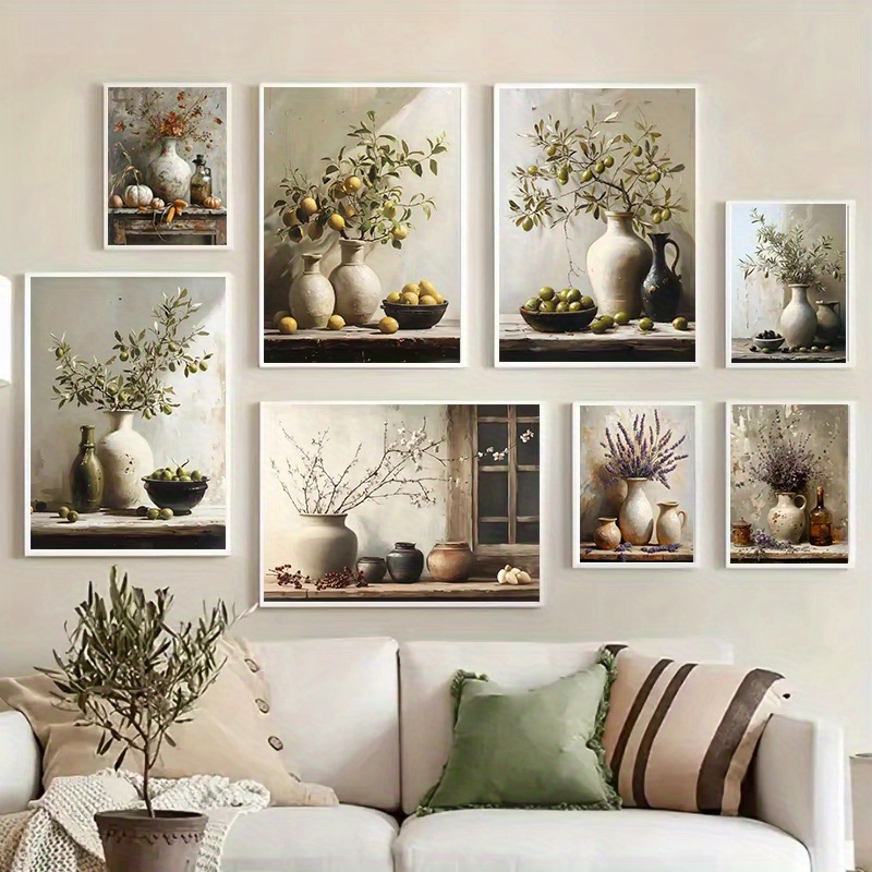 1pc Frameless  Retro Still Lif - Family Tree Print 评论和价格