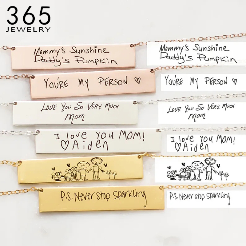 Custom Handwriting Name Bar Pe - Handwriting Necklace Bar 评论和价格